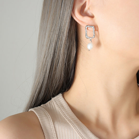 Örhänge, pärla, silver.