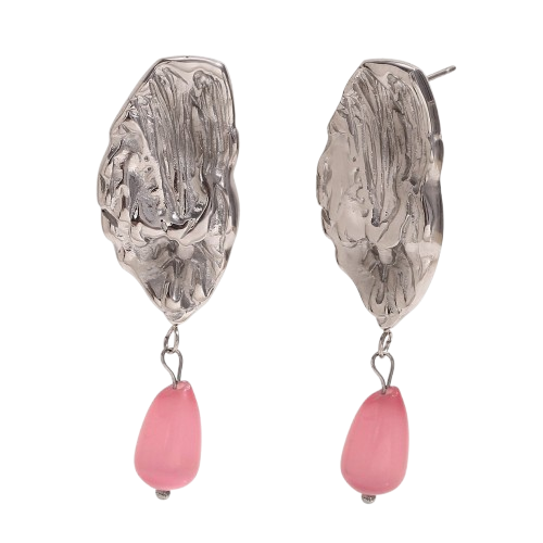 Örhänge, silver, räfflade, pärla.