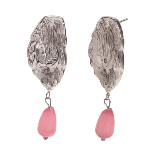 Örhänge, silver, räfflade, pärla.