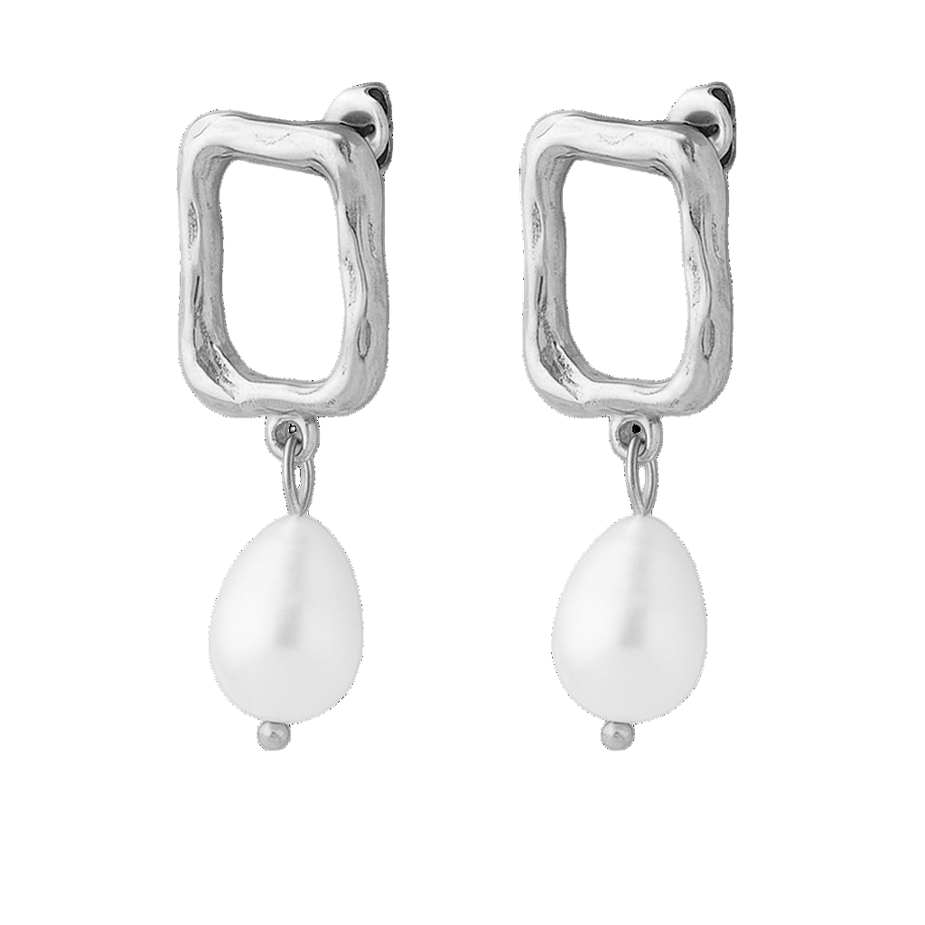 Örhänge, pärla, silver.