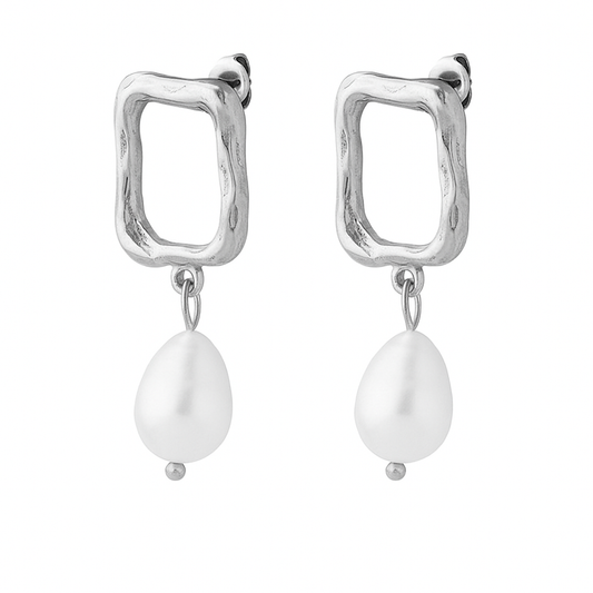 Örhänge, pärla, silver.